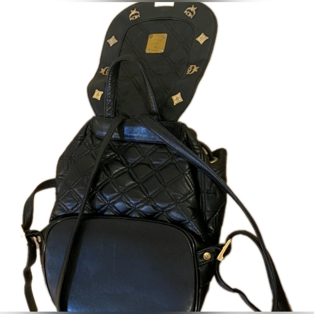MCM Black Quilted Leather (Unisex) Mini Backpack / Handbag ( GUC) - Picture 2 of 11